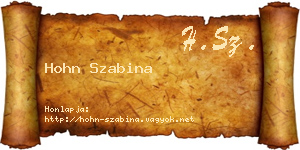 Hohn Szabina névjegykártya